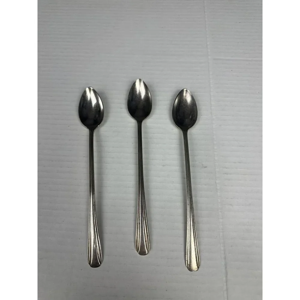 VTG International Victor S Co. Silver Silverplate Lot Of3 Iced Tea Spoon 7- 5/8
